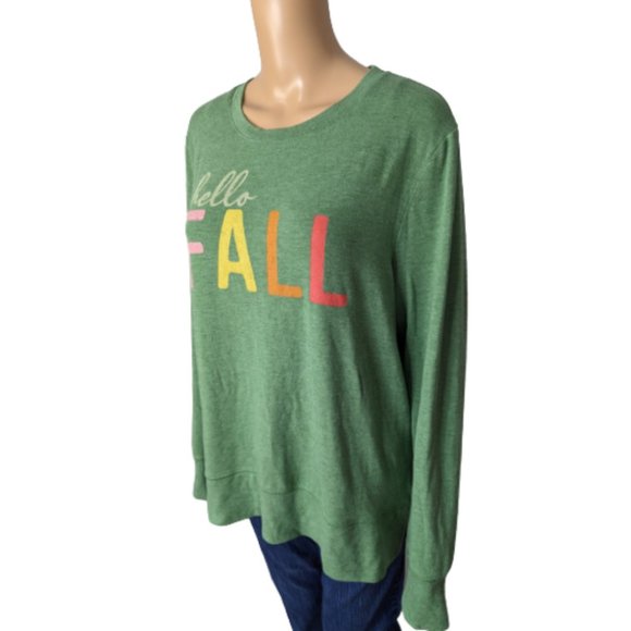 Positive Tees Green Hello Fall Graphic Sweatshirt L - Picture 3 of 8